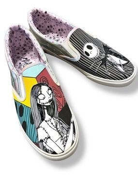 🖤 Disney Nightmare Before Christmas Jack & Sally Slip On Sneakers Size 11